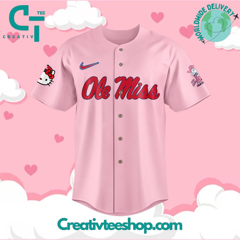 Ole Miss Rebels Football X Hello Kitty Pink Jersey - Image 2