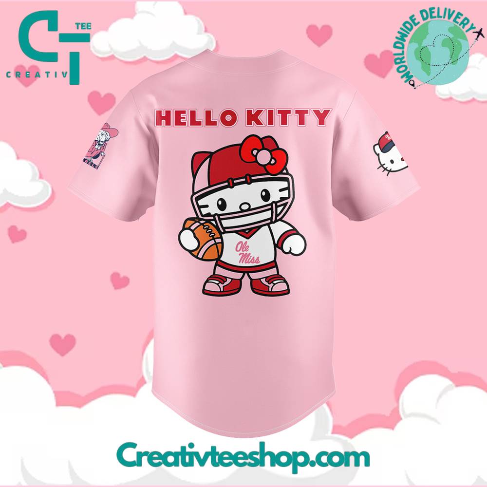 Ole Miss Rebels Football X Hello Kitty Pink Jersey - Image 3