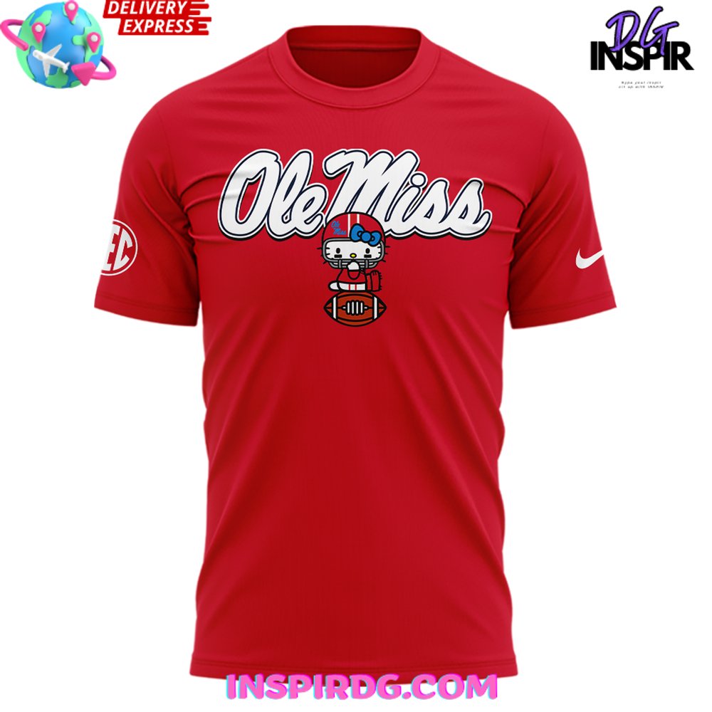 Ole Miss Rebels X Hello Kitty 2024 Red T-Shirt - Image 2