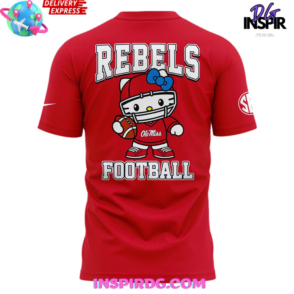 Ole Miss Rebels X Hello Kitty 2024 Red T-Shirt - Image 3