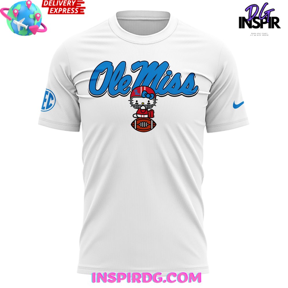 Ole Miss Rebels X Hello Kitty 2024 White T-Shirt - Image 2