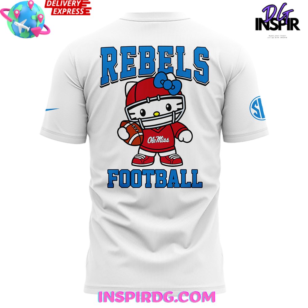 Ole Miss Rebels X Hello Kitty 2024 White T-Shirt - Image 3