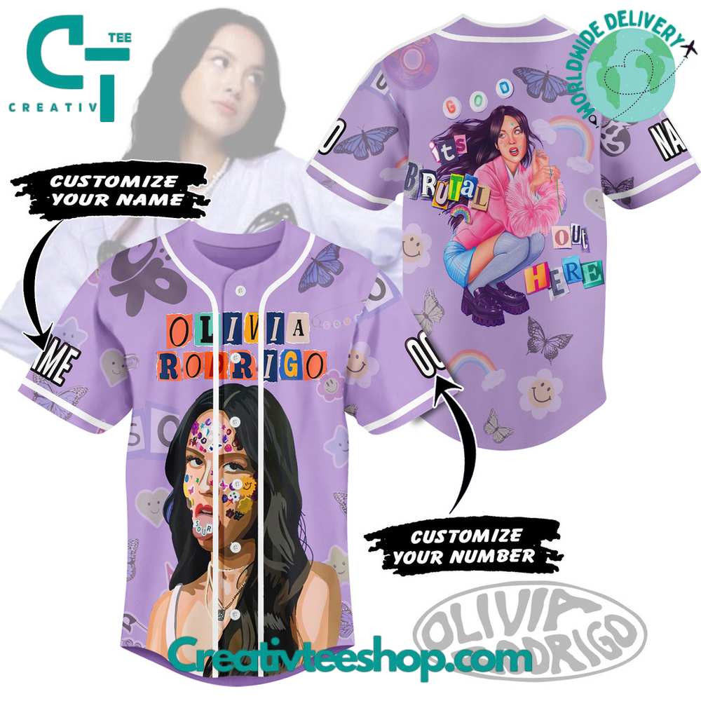 Olivia Rodrigo "It' Brutal Out Here" Custom Name Baseball Jersey