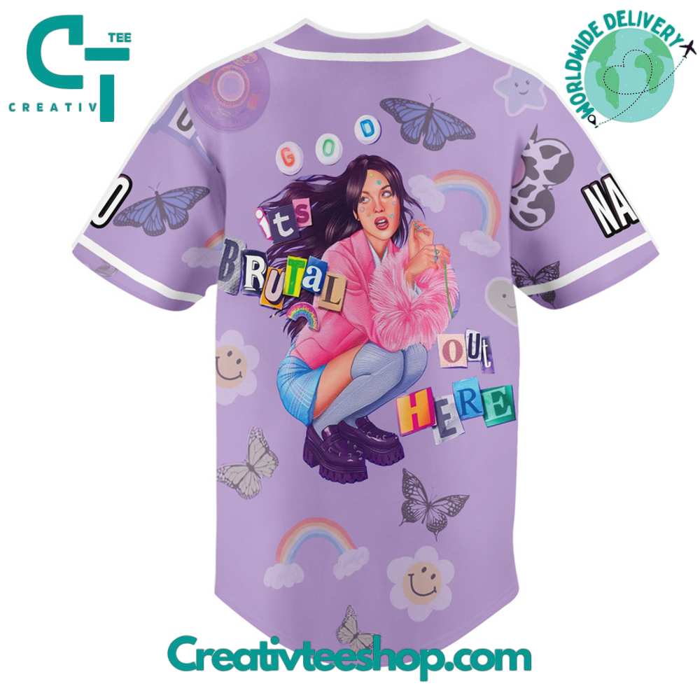 Olivia Rodrigo "It' Brutal Out Here" Custom Name Baseball Jersey - Image 3