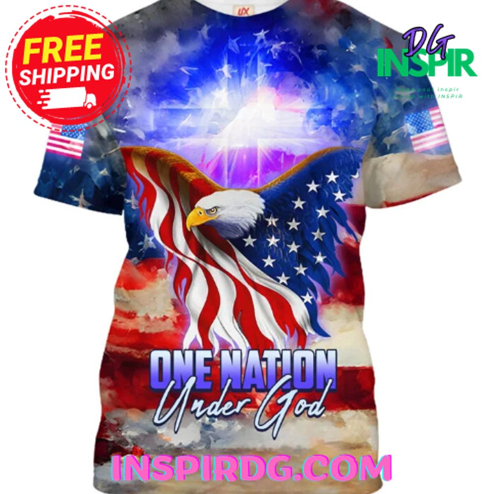 One Nation Under God Eagle American Flag T-Shirt