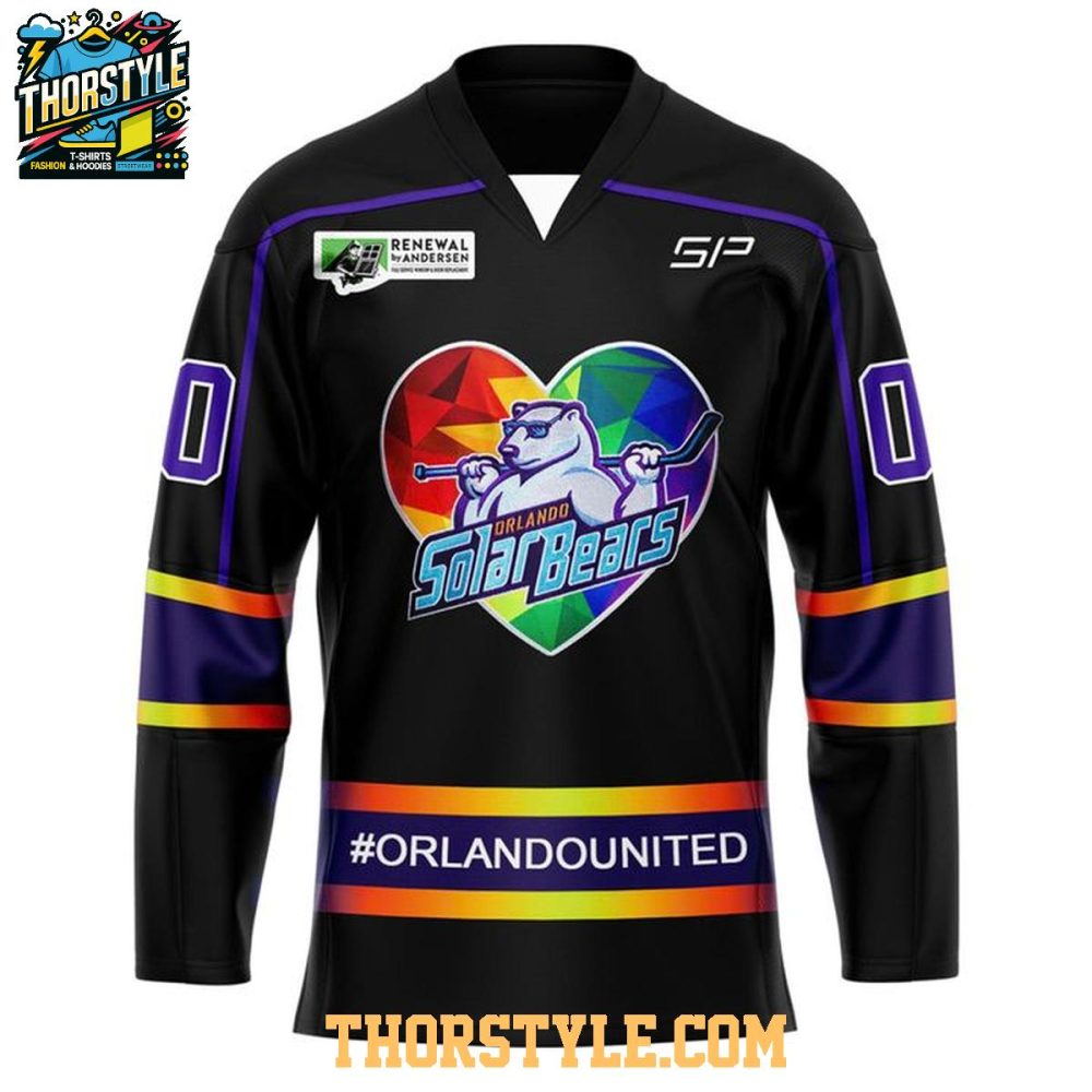Orlando Solar Bears Pride Night 2026 Rainbow Heart Personalized Hockey Jersey - Image 2
