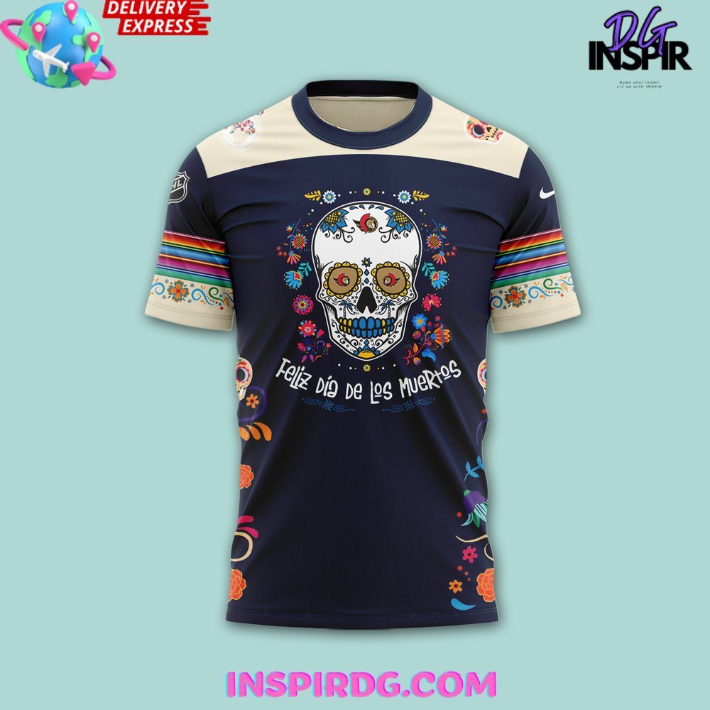 Ottawa Senators Dia De Los Muertos 2024 T-Shirt - Image 2