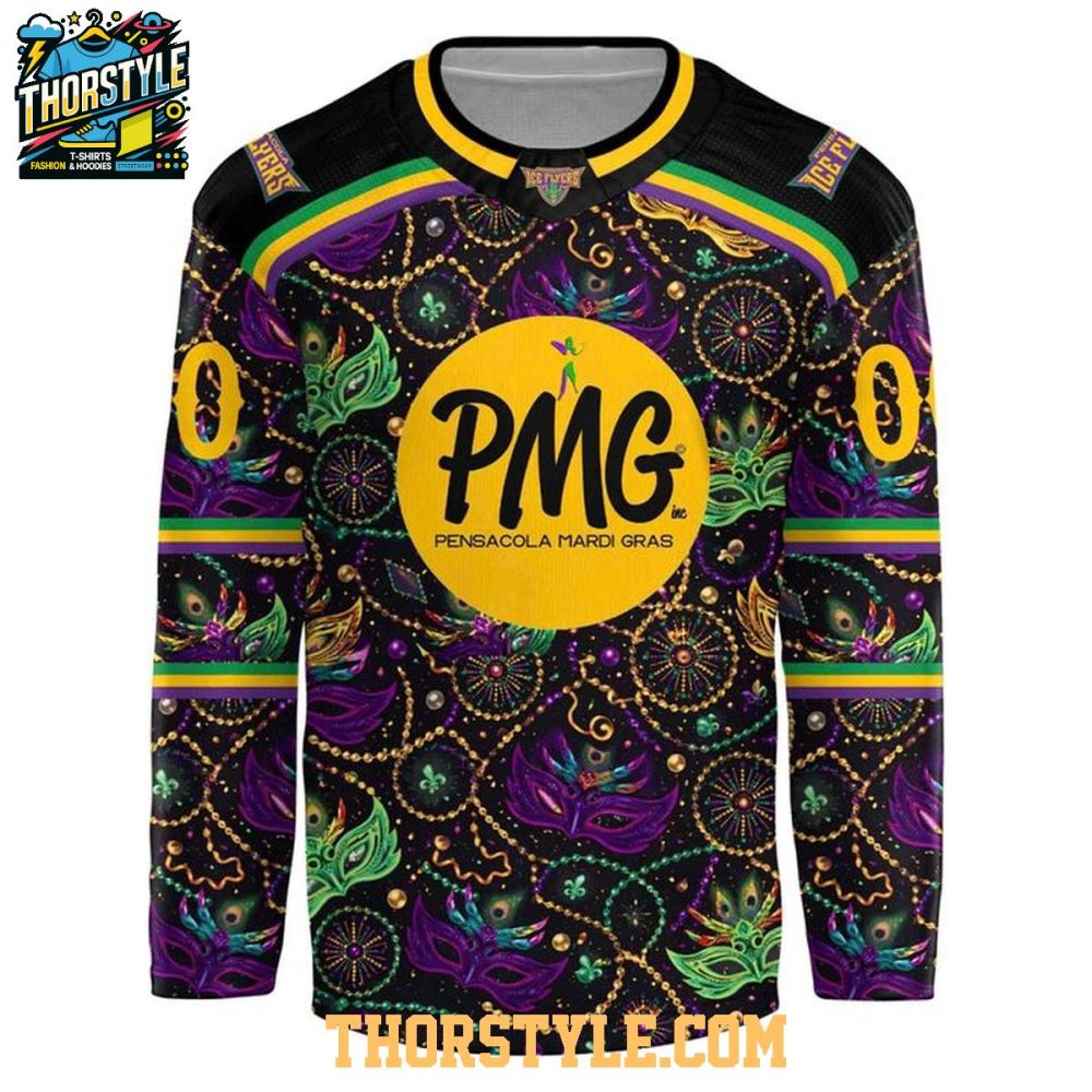 Pensacola Ice Flyers 2026 Mardi Gras Night Personalized Hockey Jersey - Image 2