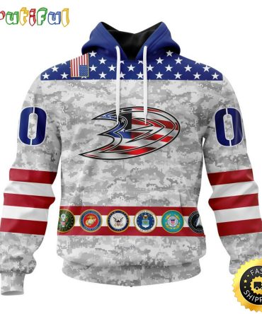 Personalized Nhl Anaheim Ducks Hoodie Armed Forces Appreciation All Over Print 3D Hoodie Unisex Tshirt Hoodie