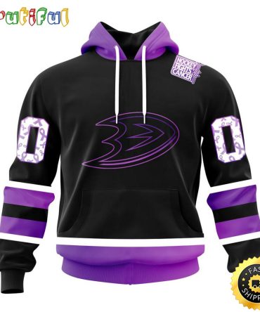 Personalized Nhl Anaheim Ducks Hoodie Special Black Hockey Fights Cancer All Over Print 3D Hoodie Unisex Hoodie