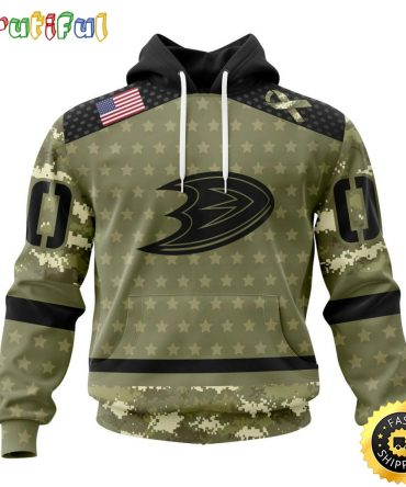 Personalized Nhl Anaheim Ducks Hoodie Special Camo Military Appreciation All Over Print 3D Hoodie Unisex Hoodie