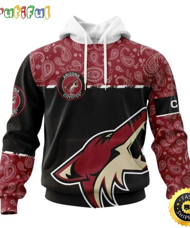 Personalized Nhl Arizona Coyotes Hoodie Specialized Hockey With Paisley All Over Print Hoodie Unisex Tshirt Hoodie