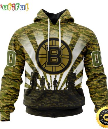 Personalized Nhl Boston Bruins All Over Print 3D Hoodie Military Camo Kits For Veterans Day And Rememberance Day