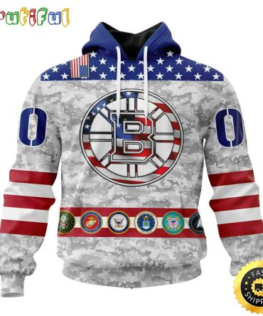 Personalized Nhl Boston Bruins Hoodie Armed Forces Appreciation All Over Print 3D Hoodie Unisex Tshirt Hoodie
