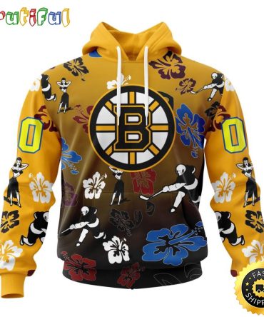 Personalized Nhl Boston Bruins Hoodie Hawaiian Style Design For Fans Unisex 3D Hoodie