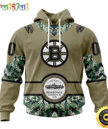 Personalized Nhl Boston Bruins Hoodie Military Camo With City Or State Flag 3D Hoodie Unisex Tshirt Hoodie