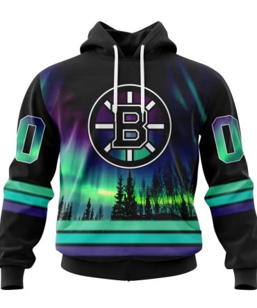 Personalized Nhl Boston Bruins Hoodie Special Design With Northern Lights All Over Print 3D Hoodie Unisex