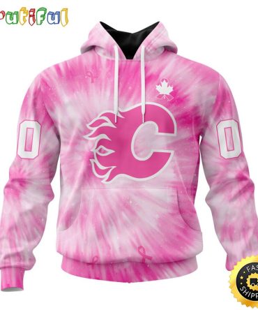 Personalized Nhl Calgary Flames Special Pink Tie-Dye All Over Print 3D Hoodie Unisex Hoodie Tshirt Sweatshirt