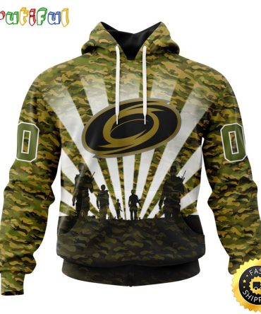 Personalized Nhl Carolina Hurricanes All Over Print 3D Hoodie Military Camo Kits For Veterans Day And Rememberance Day