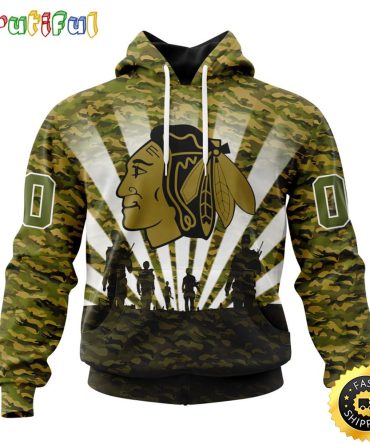 Personalized Nhl Chicago Blackhawks All Over Print 3D Hoodie Military Camo Kits For Veterans Day And Rememberance Day