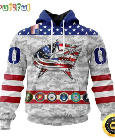 Personalized Nhl Columbus Blue Jackets Hoodie Armed Forces Appreciation All Over Print 3D Hoodie Unisex Tshirt Hoodie