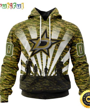 Personalized Nhl Dallas Stars All Over Print 3D Hoodie Military Camo Kits For Veterans Day And Rememberance Day