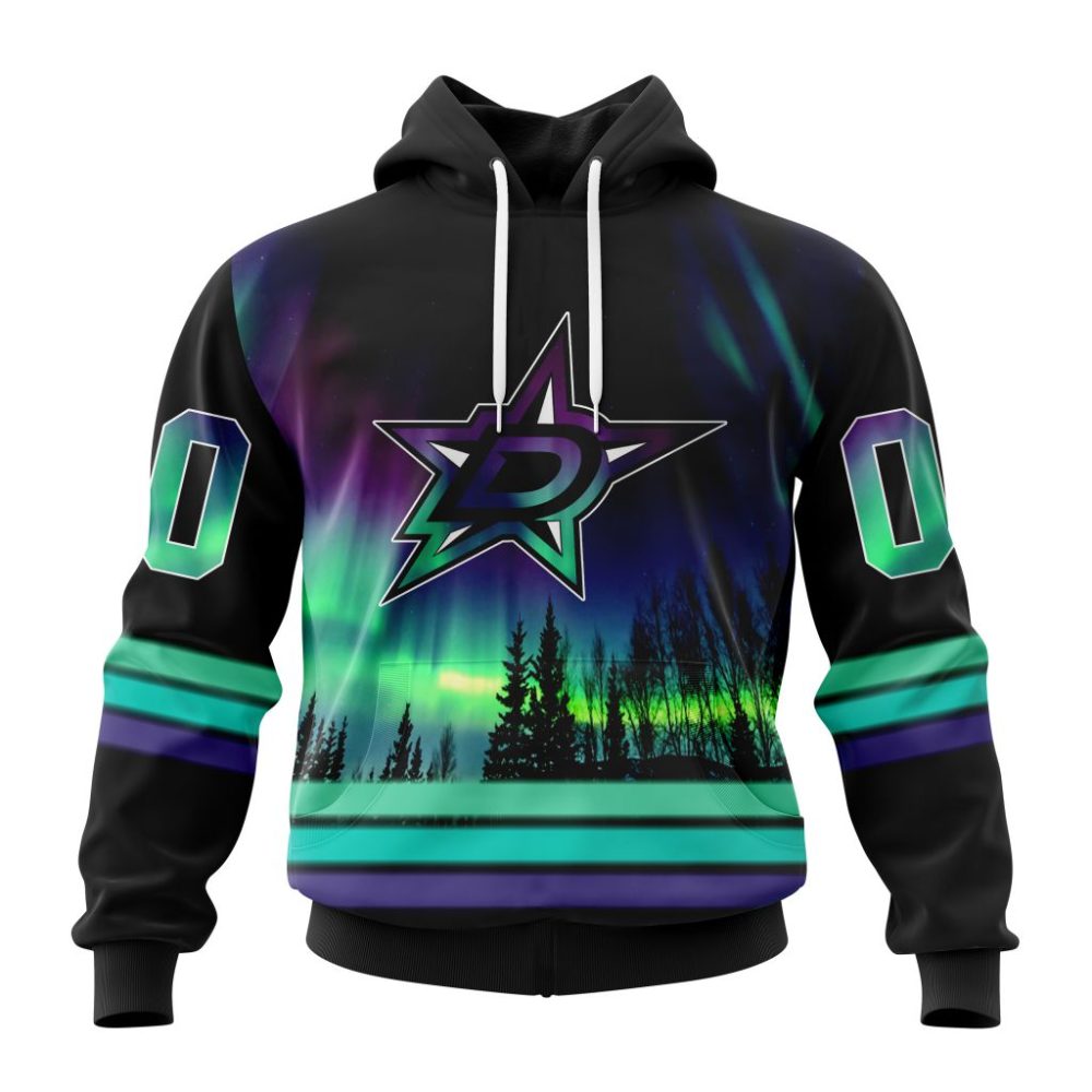 Personalized Nhl Dallas Stars Hoodie Special Design With Northern Lights All Over Print 3D Hoodie Unisex