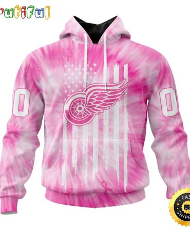 Personalized Nhl Detroit Red Wings Special Pink Tie-Dye All Over Print 3D Hoodie Unisex Hoodie Tshirt Sweatshirt