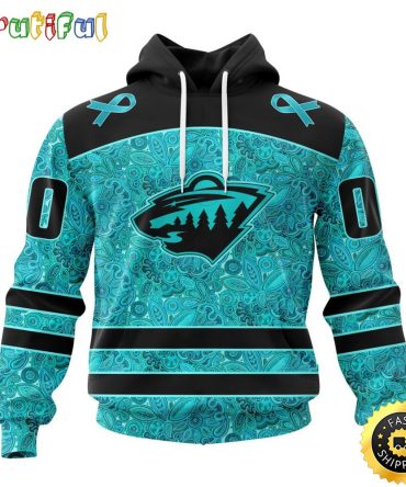 Personalized Nhl Minnesota Wild All Over Print 3D Hoodie Special Design Fight Ovarian Cancer Gift For Football Fans