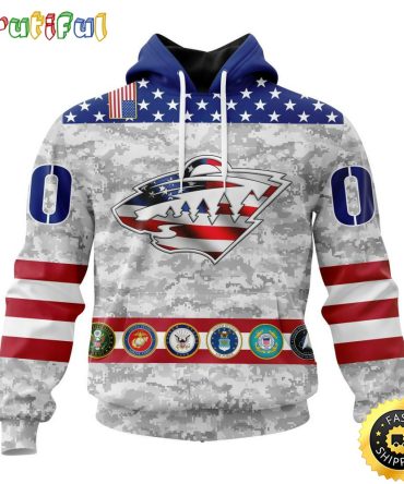 Personalized Nhl Minnesota Wild Hoodie Armed Forces Appreciation All Over Print 3D Hoodie Unisex Tshirt Hoodie