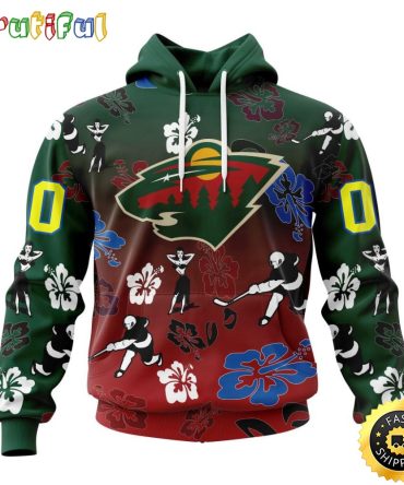 Personalized Nhl Minnesota Wild Hoodie Hawaiian Style Design For Fans Unisex 3D Hoodie