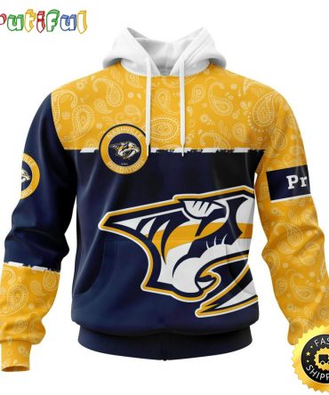 Personalized Nhl Nashville Predators Hoodie Specialized Hockey With Paisley All Over Print Hoodie Unisex Tshirt Hoodie