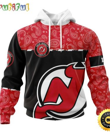 Personalized Nhl New Devils Hoodie Specialized Hockey With Paisley All Over Print Hoodie Unisex Tshirt Hoodie