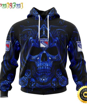 Personalized Nhl New York Rangers Hoodie Special Design With Skull Art All Over Print 3D Hoodie Unisex Tshirt Hoodie