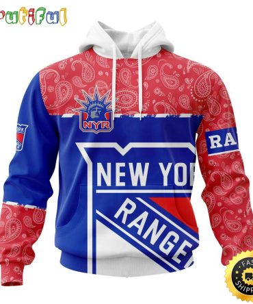 Personalized Nhl New York Rangers Hoodie Specialized Hockey With Paisley All Over Print Hoodie Unisex Tshirt Hoodie