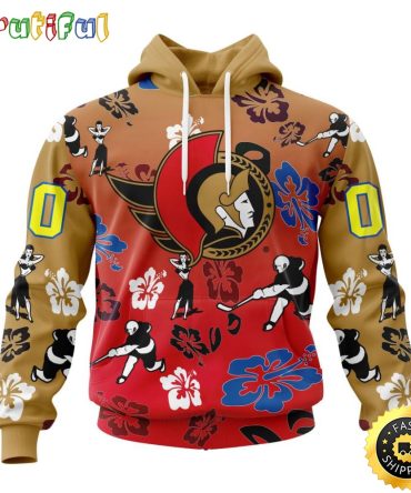 Personalized Nhl Ottawa Senators Hoodie Hawaiian Style Design For Fans Unisex 3D Hoodie