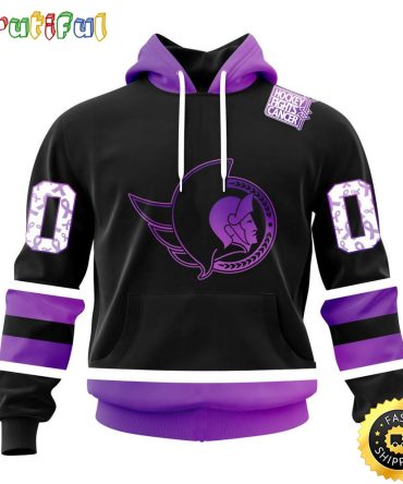Personalized Nhl Ottawa Senators Hoodie Special Black Hockey Fights Cancer All Over Print 3D Hoodie Unisex Hoodie