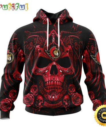 Personalized Nhl Ottawa Senators Hoodie Special Design With Skull Art All Over Print 3D Hoodie Unisex Tshirt Hoodie
