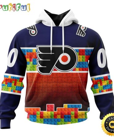 Personalized Nhl Philadelphia Flyers All Over Print 3D Hoodie Autism Awareness Design Unisex Hoodie