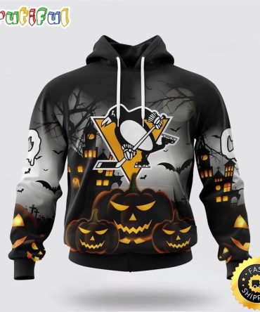 Personalized Nhl Pittsburgh Penguins All Over Print 3D Hoodie Special Design Pumpkins For Halloween