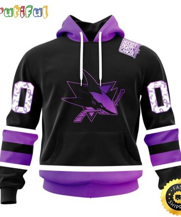 Personalized Nhl San Jose Sharks Hoodie Special Black Hockey Fights Cancer All Over Print 3D Hoodie Unisex Hoodie