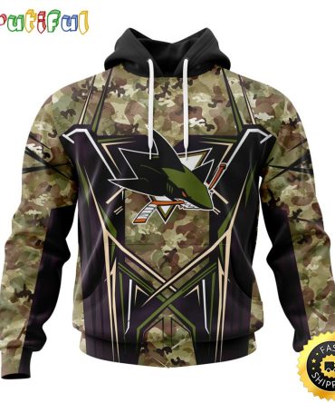 Personalized Nhl San Jose Sharks Hoodie Special Camo Color Design All Over Print 3D Unisex Hoodie