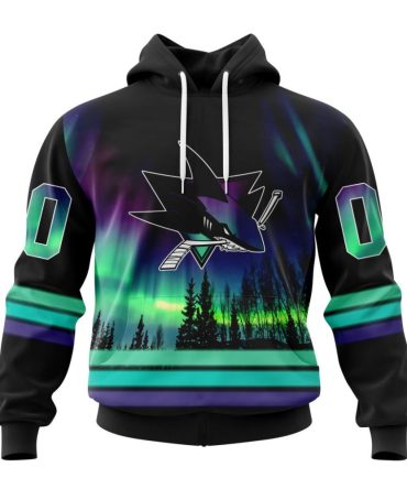 Personalized Nhl San Jose Sharks Hoodie Special Design With Northern Lights All Over Print 3D Hoodie Unisex