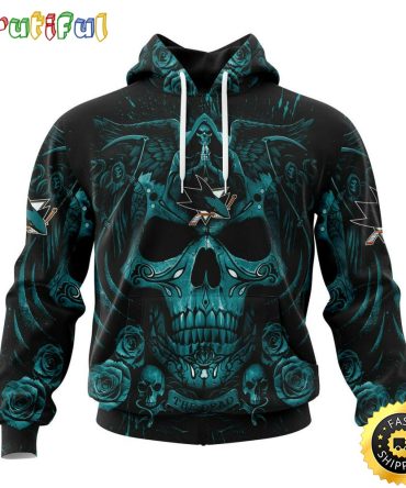 Personalized Nhl San Jose Sharks Hoodie Special Design With Skull Art All Over Print 3D Hoodie Unisex Tshirt Hoodie