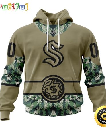 Personalized Nhl Seattle Kraken Hoodie Military Camo With City Or State Flag 3D Hoodie Unisex Tshirt Hoodie
