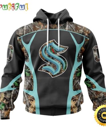 Personalized Nhl Seattle Kraken Hoodie Special Camo Hunting Design All Over Print 3D Unisex Hoodie