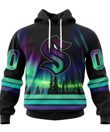 Personalized Nhl Seattle Kraken Hoodie Special Design With Northern Lights All Over Print 3D Hoodie Unisex