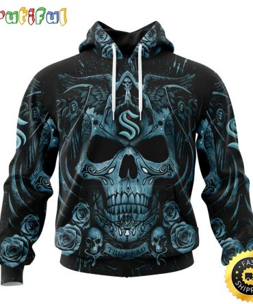 Personalized Nhl Seattle Kraken Hoodie Special Design With Skull Art All Over Print 3D Hoodie Unisex Tshirt Hoodie