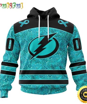 Personalized Nhl Tampa Bay Lightning All Over Print 3D Hoodie Special Design Fight Ovarian Cancer Gift For Football Fans