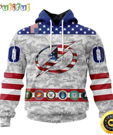 Personalized Nhl Tampa Bay Lightning Hoodie Armed Forces Appreciation All Over Print 3D Hoodie Unisex Tshirt Hoodie